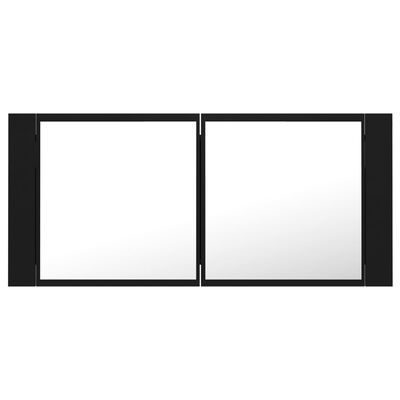 vidaXL Dulap de baie cu oglindă și LED, negru, 100x12x45 cm acril
