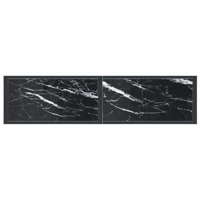 vidaXL Masă consolă, negru marmură, 140x35x75,5 cm, sticlă securizată