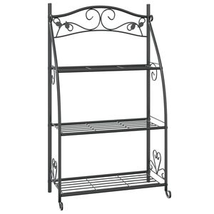 vidaXL Suport pentru flori, negru, 56x30x96 cm, oțel