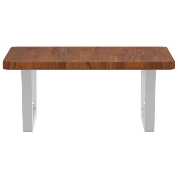 vidaXL Raft pentru lavoar montat pe perete, oțel și lemn masiv stejar