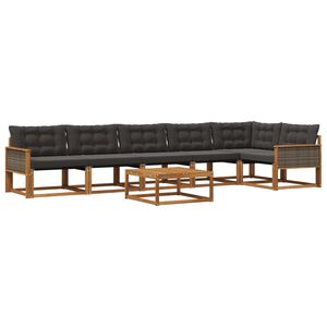 vidaXL Set de canapele de exterior cu pernă 7 pcs Natural și Negru