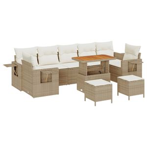 vidaXL Set de canapele pentru grădină 10 pcs Bej poliratan