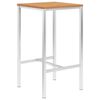 vidaXL Masă de bar, 60 x 60 x 105 cm, lemn masiv tec & oțel inoxidabil