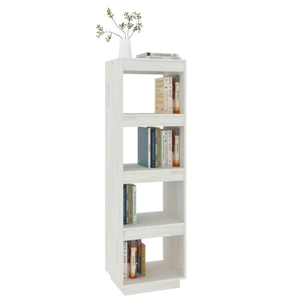 vidaXL Bibliotecă/Separator cameră, alb, 40x35x135 cm, lemn masiv pin