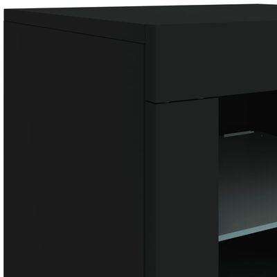 vidaXL Servantă cu lumini LED, negru, 181,5x37x67 cm