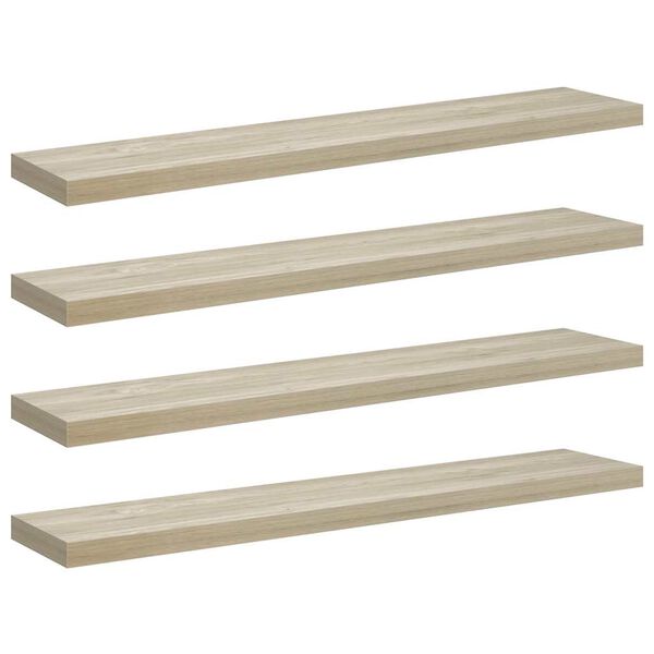 vidaXL Rafturi perete suspendate, 4 buc., stejar, 120x23,5x3,8 cm, MDF