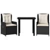 vidaXL Set mobilier de grădină cu perne, 3 piese, negru, poliratan