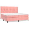 vidaXL Pat box spring cu saltea, roz, 200x200 cm, catifea