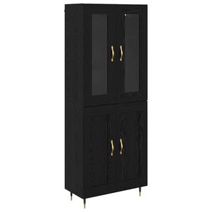 vidaXL Bufet 2 pcs Stejar Negru Lemn compozit