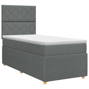 vidaXL Pat boxspring cu saltea Gri &icirc;nchis 80 x 200 cm Țesătură