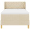 vidaXL Pat cu arcuri cu saltea cu headboard Crem 90 x 190 cm țesătură