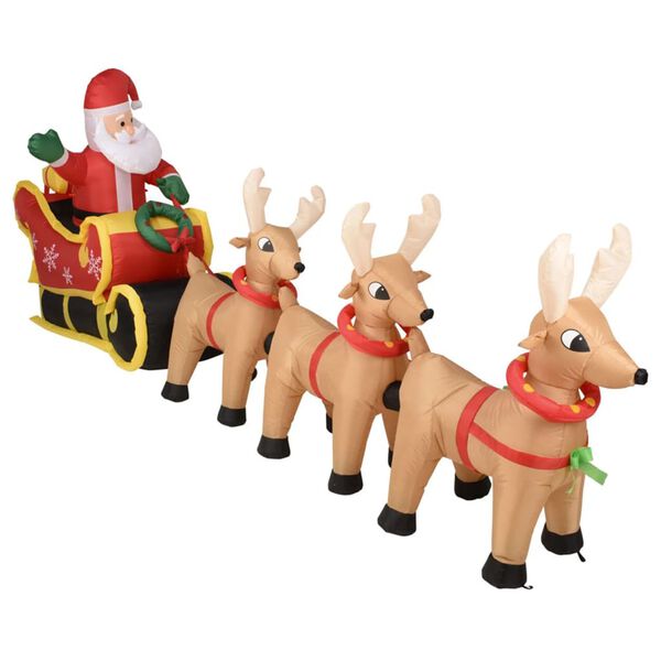 Ambiance Moș Crăciun gonflabil cu sanie, LED, 340 cm