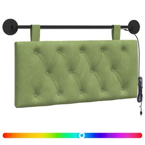 vidaXL Tăblie de pat suspendată Cu lumină LED Verde deschis Catifea