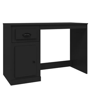 vidaXL Birou cu sertar, negru, 115x50x75 cm, lemn prelucrat
