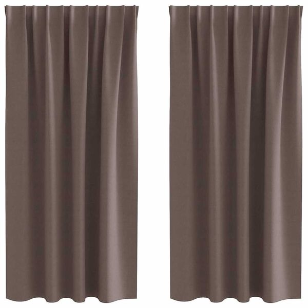 vidaXL Perdele Opaque cu Inel 2 pcs Maro &icirc;nchis 175 x 140 cm Poliester