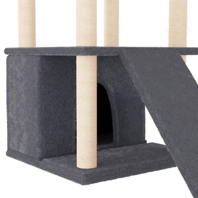 vidaXL Ansamblu de pisici, stâlpi din funie sisal, gri închis, 133 cm