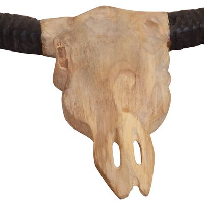 vidaXL Sculptură craniu de taur montaj pe perete 69x6x60 cm lemn tec