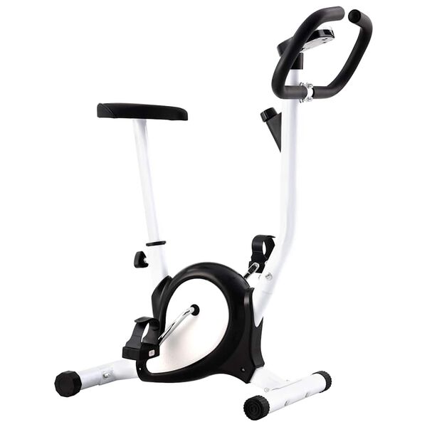 vidaXL Bicicletă fitness cu centură de rezistență, negru