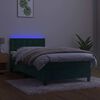 vidaXL Pat continental cu saltea și LED verde &icirc;nchis 80x200 cm catifea