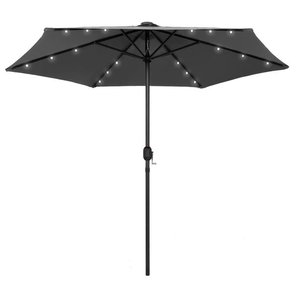 vidaXL Umbrelă de soare cu LED-uri, st&acirc;lp aluminiu, antracit, 270 cm