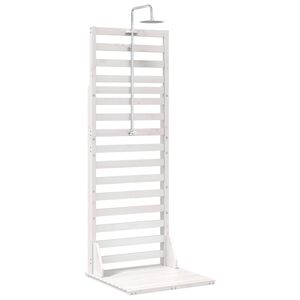 vidaXL Duș exterior 225 cm Lemn masiv de pin și oțel inoxidabil Alb