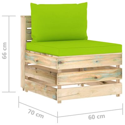 vidaXL Canapea de mijloc modulară cu perne, lemn verde tratat