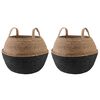 vidaXL Vază pentru plante cu m&acirc;nere 2 buc. Negru &Oslash; 45 x 36 cm