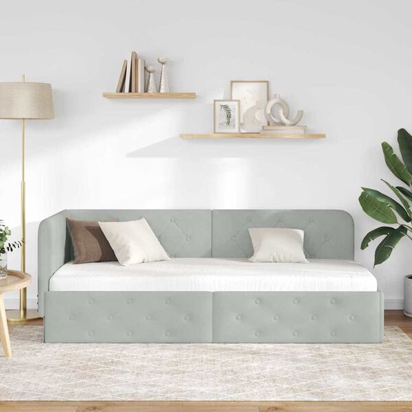 vidaXL Cadru de pat colțar Gri deschis 80 x 200 cm Catifea