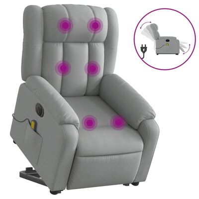 vidaXL Fotoliu electric masaj rabatabil cu ridicare, gri închis textil