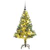 vidaXL Brad Crăciun artificial, 150 LED/globuri/zăpadă pufoasă, 150 cm