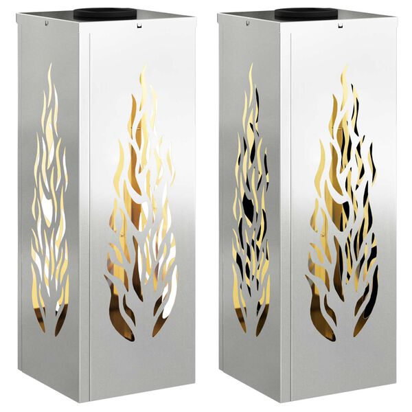 vidaXL Lumină LED Solară pentru Alei 2 pcs Galvanizat Galvanizat