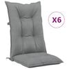 vidaXL Perne scaun cu spătar &icirc;nalt, 6 buc., gri, 120x50x7 cm, textil