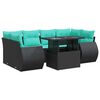 vidaXL Set canapele grădină perne 7 piese negru, poliratan/lemn acacia