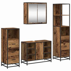 vidaXL Set de mobilier pentru baie 4 pcs Lemn Vechi Lemn compozit