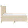 vidaXL Pat cu arcuri cu saltea cu headboard Crem 200 x 200 cm țesătură