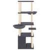 vidaXL Ansamblu pisici cu stâlpi din funie sisal, gri închis, 147 cm