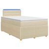 vidaXL Pat boxspring cu saltea cu benzi LED Crem 120 x 190 cm Țesătură