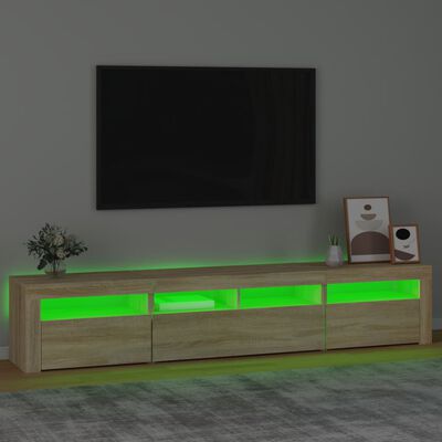 vidaXL Comodă TV cu lumini LED, stejar sonoma, 210x35x40 cm
