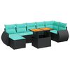 vidaXL Set mobilier de grădină cu perne, 8 piese, negru, poliratan
