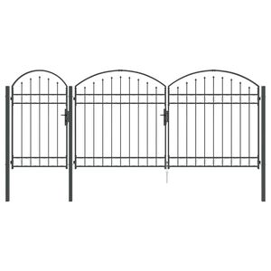 vidaXL Poartă pentru Gard cu V&acirc;rf Arcuit ASSEN 400 x 100 cm Oțel Gri