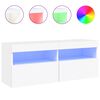 vidaXL Comodă TV de perete cu lumini LED, alb, 100x30x40 cm
