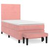vidaXL Pat box spring cu saltea, roz, 90x200 cm, catifea