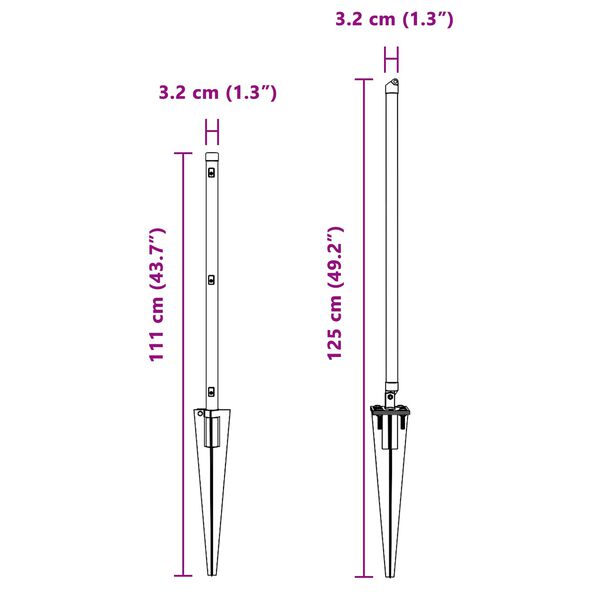 vidaXL Stâlp de gard. Altele 26 pcs Gri 3,2 x 3,2 x 80 cm Oțel