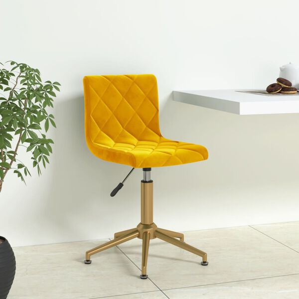 vidaXL Scaun de bucătărie pivotant, galben muștar, catifea