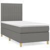 vidaXL Pat box spring cu saltea, gri &icirc;nchis, 90x190 cm, textil