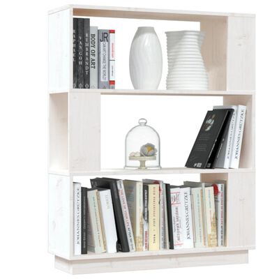vidaXL Bibliotecă/Separator cameră, alb, 80x25x101 cm, lemn masiv pin