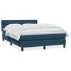 vidaXL Pat box spring cu saltea, albastru &icirc;nchis, 140x220 cm, catifea