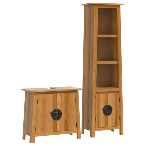 vidaXL Set mobilier de baie, 2 piese, lemn masiv de pin