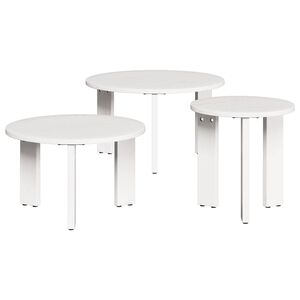vidaXL Masă de cafea 3 buc. Alb 47,5 x 47,5 x 27 cm Lemn masiv de pin