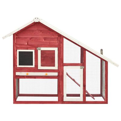 vidaXL Cușcă iepuri, roșu/alb,140 x 63 x 120 cm, lemn masiv de brad